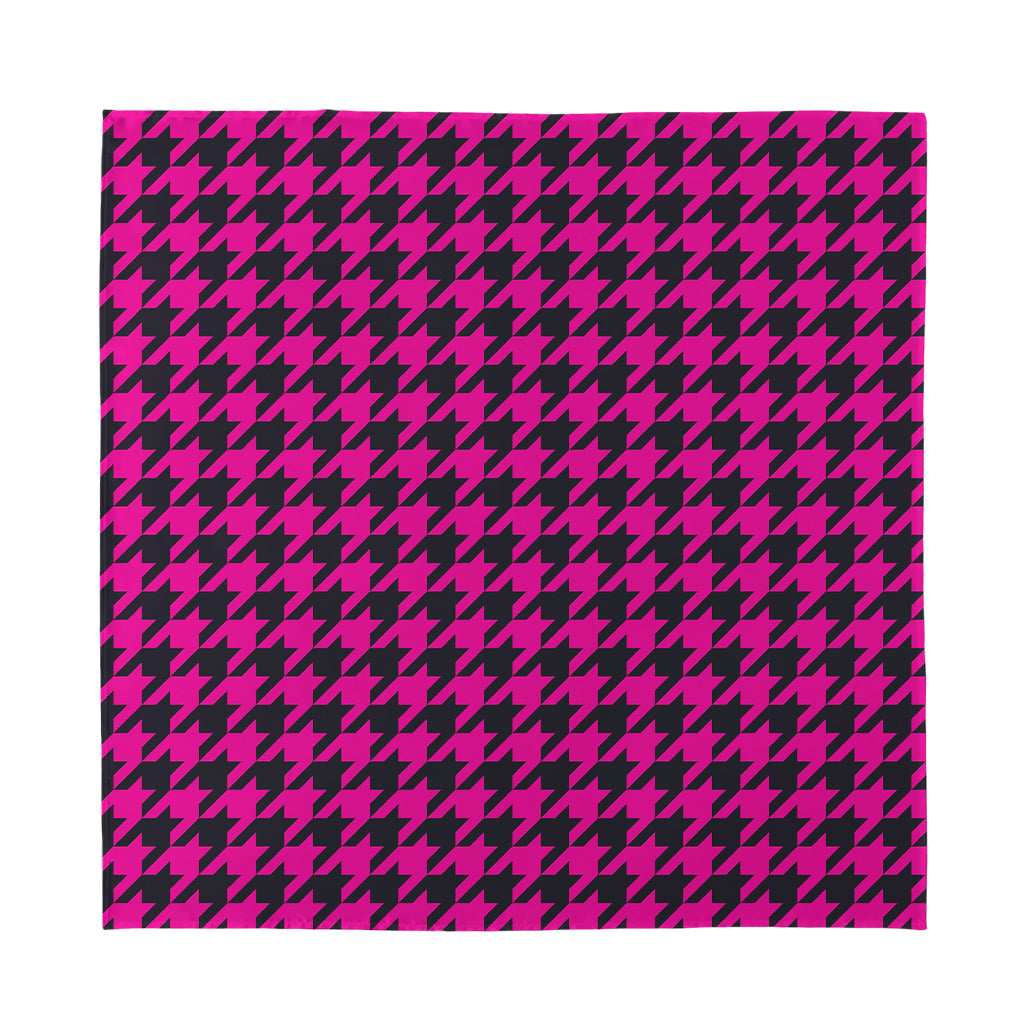 Magenta Pink And Black Houndstooth Print Silk Bandana