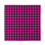 Magenta Pink And Black Houndstooth Print Silk Bandana