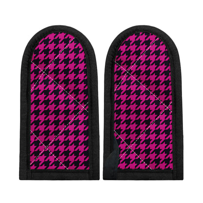 Magenta Pink And Black Houndstooth Print Skillet Handle Cover
