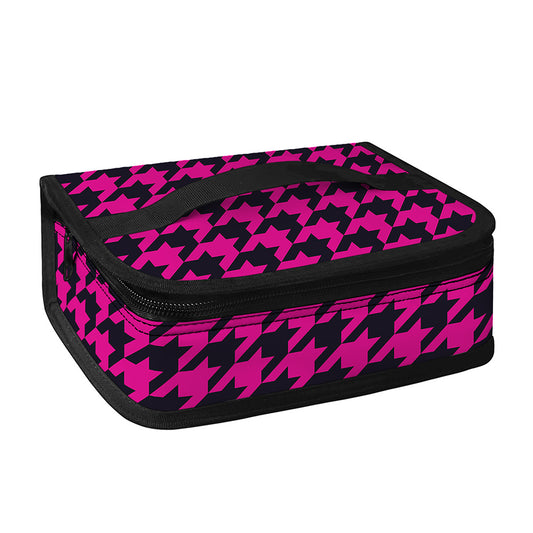 Magenta Pink And Black Houndstooth Print Small Lunch Bag