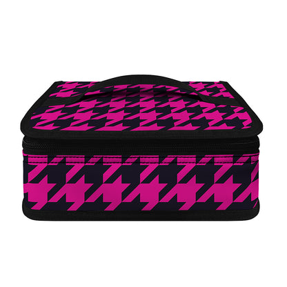 Magenta Pink And Black Houndstooth Print Small Lunch Bag