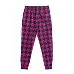 Magenta Pink And Black Houndstooth Print Sweatpants