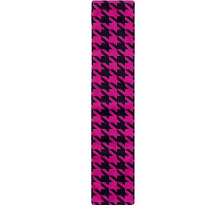 Magenta Pink And Black Houndstooth Print Table Runner