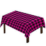 Magenta Pink And Black Houndstooth Print Tablecloth