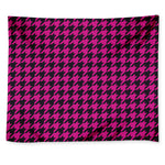 Magenta Pink And Black Houndstooth Print Tapestry