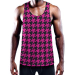 Magenta Pink And Black Houndstooth Print Training Tank Top