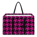 Magenta Pink And Black Houndstooth Print Utility Tote Bag