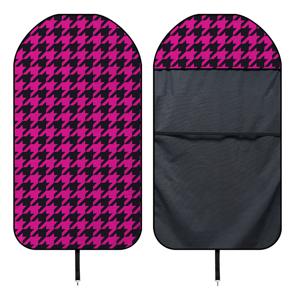 Magenta Pink And Black Houndstooth Print Waterproof Car Seat Cover