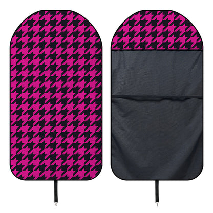 Magenta Pink And Black Houndstooth Print Waterproof Car Seat Cover