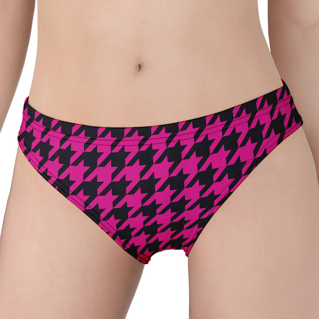 Magenta Pink And Black Houndstooth Print Women's Panties