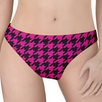 Magenta Pink And Black Houndstooth Print Women's Thong