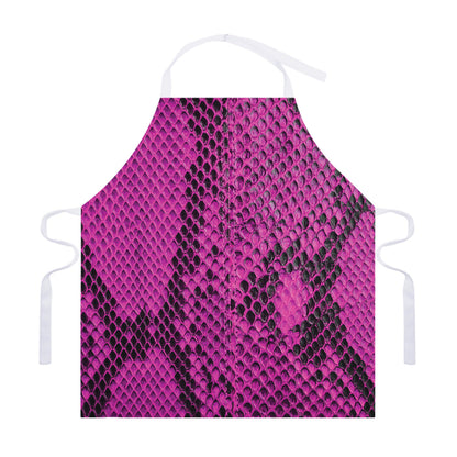 Magenta Pink And Black Snakeskin Print Adjustable Apron