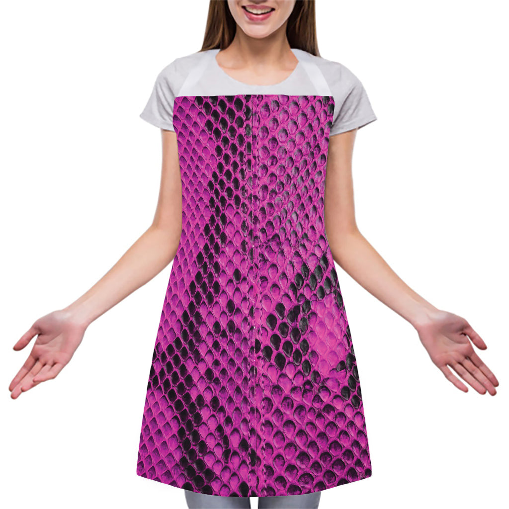 Magenta Pink And Black Snakeskin Print Adjustable Apron