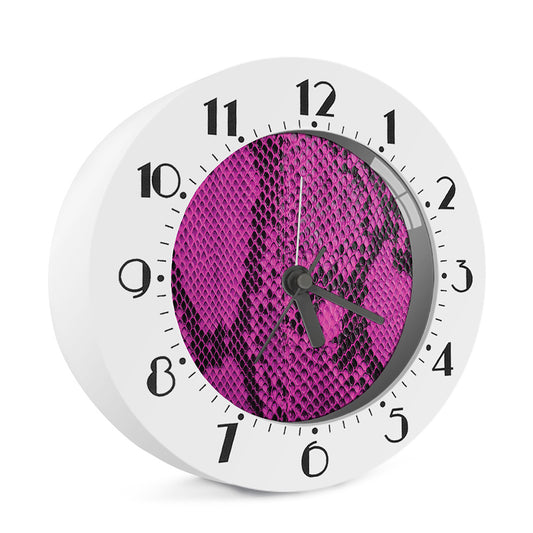 Magenta Pink And Black Snakeskin Print Alarm Clock