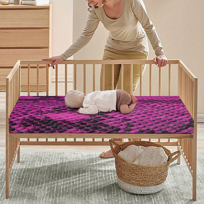 Magenta Pink And Black Snakeskin Print Baby Crib Sheet