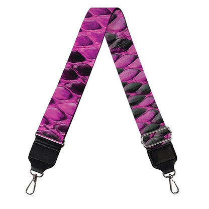 Magenta Pink And Black Snakeskin Print Bag Strap