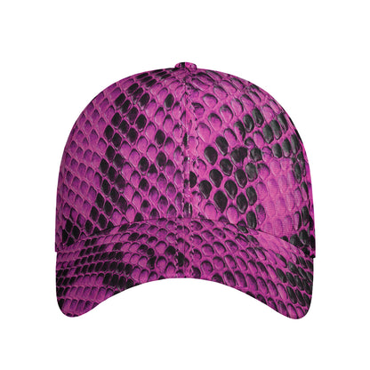 Magenta Pink And Black Snakeskin Print Baseball Cap