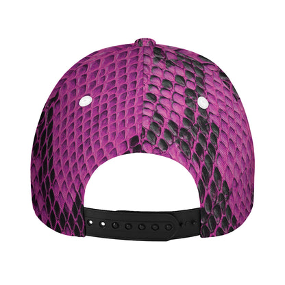 Magenta Pink And Black Snakeskin Print Baseball Cap