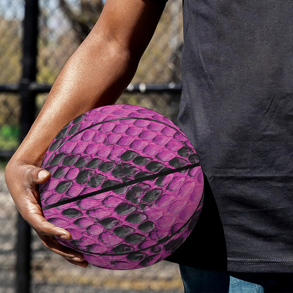 Magenta Pink And Black Snakeskin Print Basketball