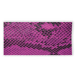 Magenta Pink And Black Snakeskin Print Beach Towel
