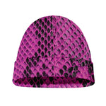 Magenta Pink And Black Snakeskin Print Beanie