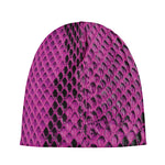 Magenta Pink And Black Snakeskin Print Beanie