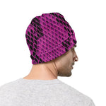 Magenta Pink And Black Snakeskin Print Beanie