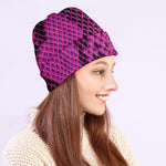 Magenta Pink And Black Snakeskin Print Beanie