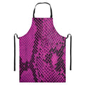 Magenta Pink And Black Snakeskin Print Bib Apron With Pocket