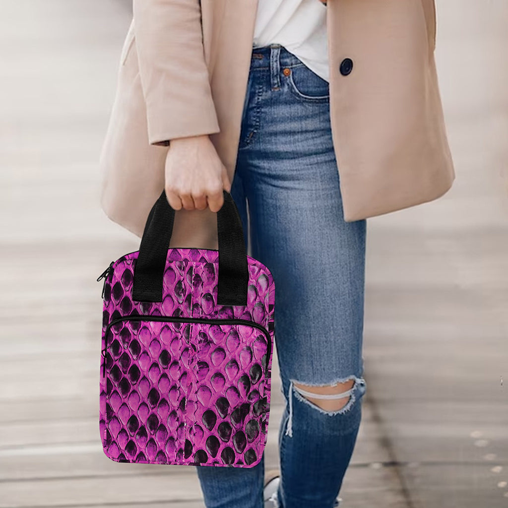 Magenta Pink And Black Snakeskin Print Bible Tote Bag