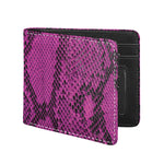 Magenta Pink And Black Snakeskin Print Bifold Wallet