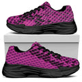 Magenta Pink And Black Snakeskin Print Black Chunky Shoes