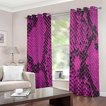 Magenta Pink And Black Snakeskin Print Blackout Grommet Curtains