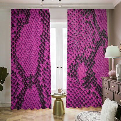 Magenta Pink And Black Snakeskin Print Blackout Pencil Pleat Curtains