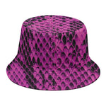 Magenta Pink And Black Snakeskin Print Bucket Hat