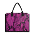 Magenta Pink And Black Snakeskin Print Canvas Tote Bag