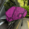 Magenta Pink And Black Snakeskin Print Car Side Mirror Covers