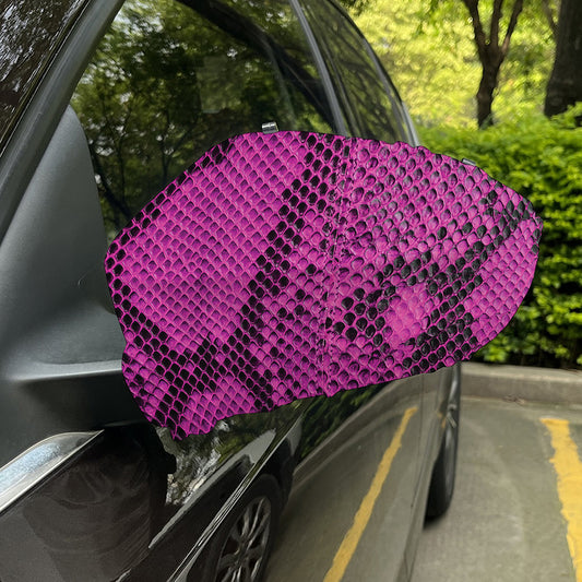 Magenta Pink And Black Snakeskin Print Car Side Mirror Covers