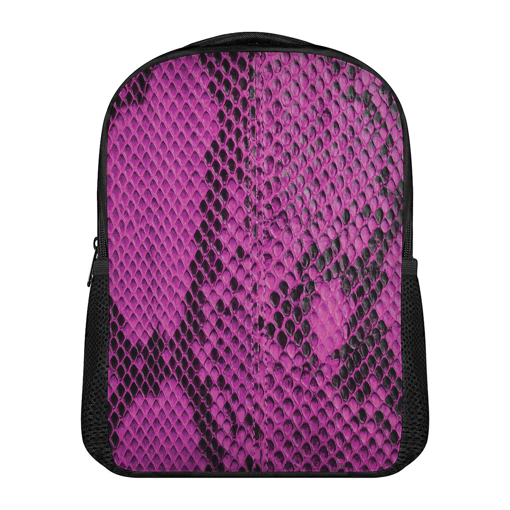 Magenta Pink And Black Snakeskin Print Casual Backpack