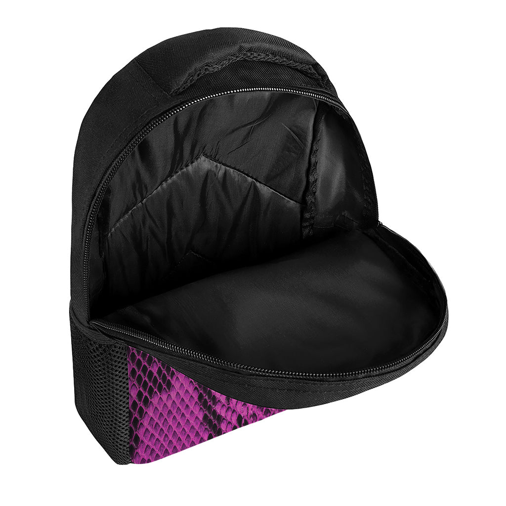 Magenta Pink And Black Snakeskin Print Casual Backpack