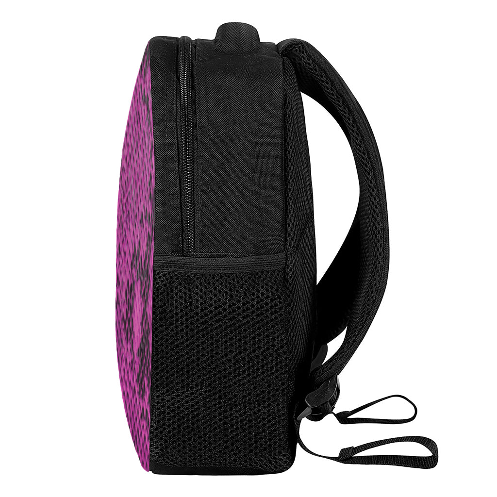 Magenta Pink And Black Snakeskin Print Casual Backpack