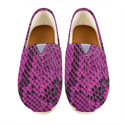 Magenta Pink And Black Snakeskin Print Casual Shoes