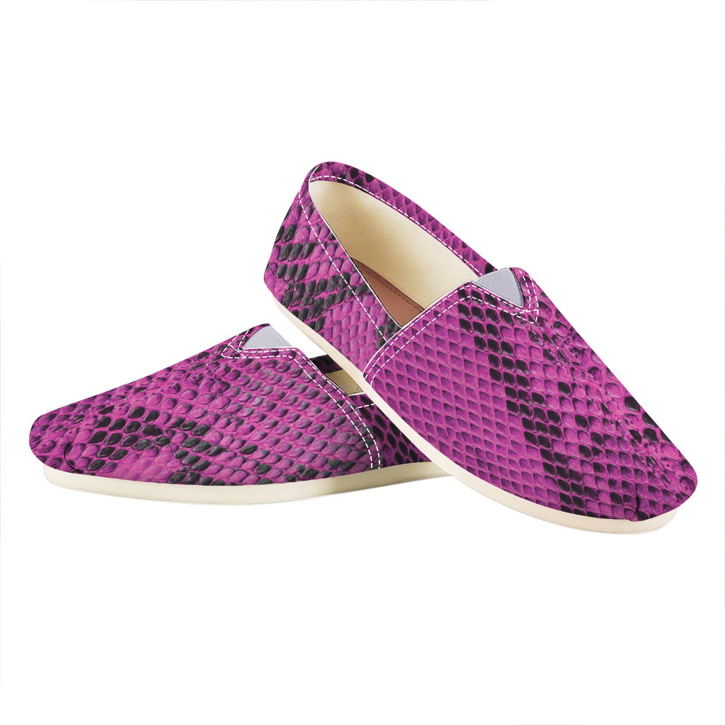 Magenta Pink And Black Snakeskin Print Casual Shoes