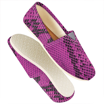 Magenta Pink And Black Snakeskin Print Casual Shoes
