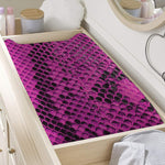 Magenta Pink And Black Snakeskin Print Changing Pad Cover