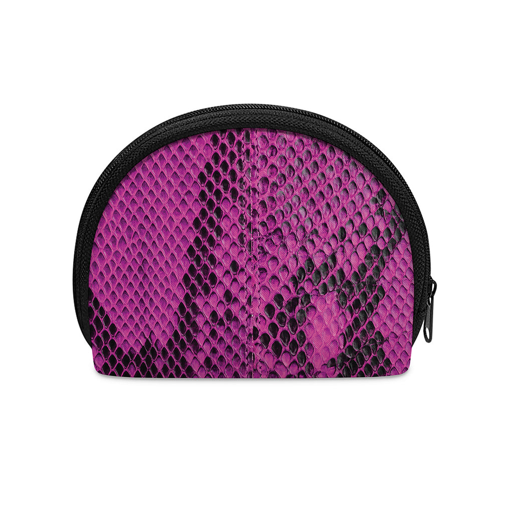 Magenta Pink And Black Snakeskin Print Coin Purse