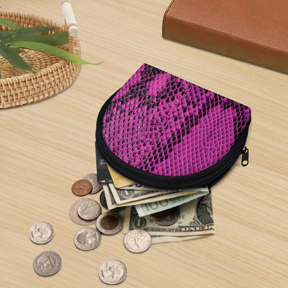 Magenta Pink And Black Snakeskin Print Coin Purse