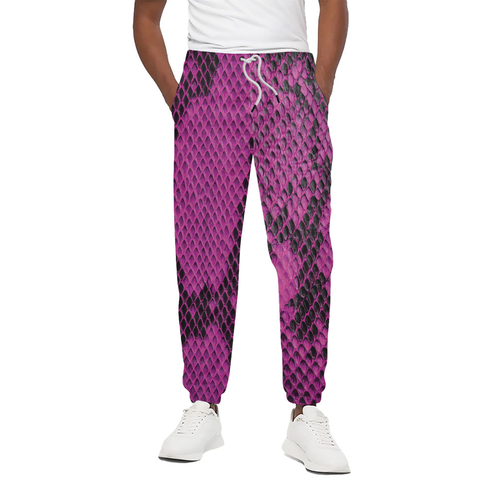 Magenta Pink And Black Snakeskin Print Cotton Pants