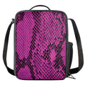 Magenta Pink And Black Snakeskin Print Crossbody Lunch Bag