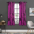 Magenta Pink And Black Snakeskin Print Grommet Curtain Panels